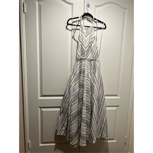 LACE the Label White gold jacquard Midi Halter Dress Vacation size S NWT$590 - Picture 4 of 5
